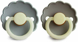 Frigg Pacifiers Rubber Daisy Gray - Portobello Night for 6-18 months 2pcs