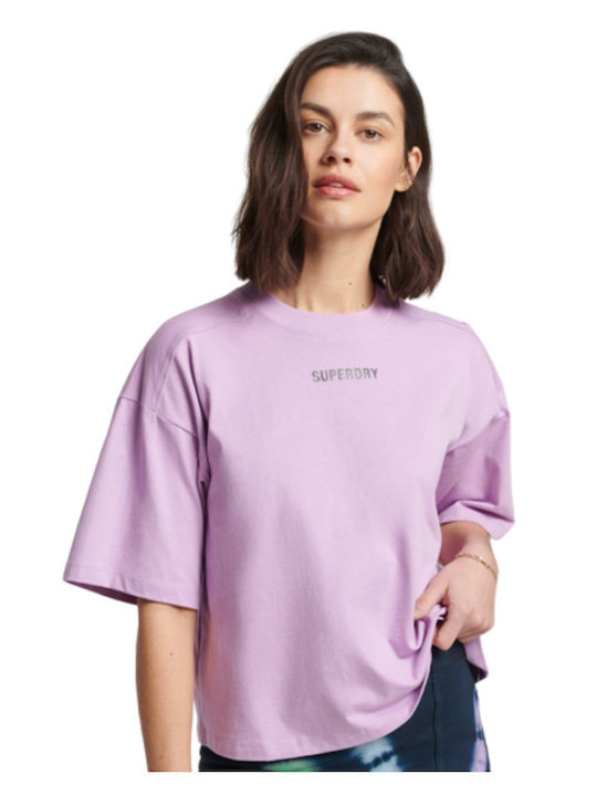 D1 Code Tech Os Boxy Tshirt Γυναικείο Αθλητικό Oversized T-shirt Λιλά