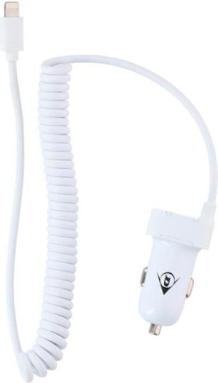 Dunlop Car Charger 2.1A with Cable Lightning White Color