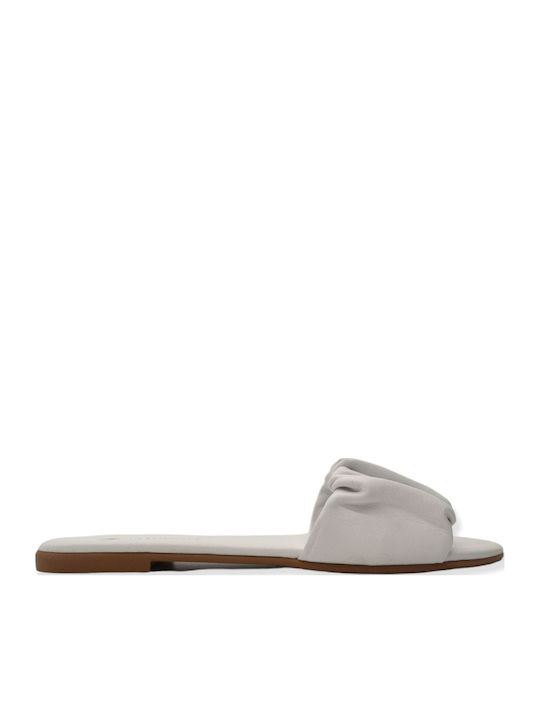 Leather Women's Flat Sandals in White Color