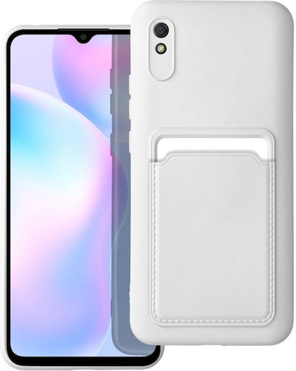 Forcell Back Cover Σιλικόνης με Υποδοχή για Κάρτες Λευκό (Redmi 9A / 9AT)