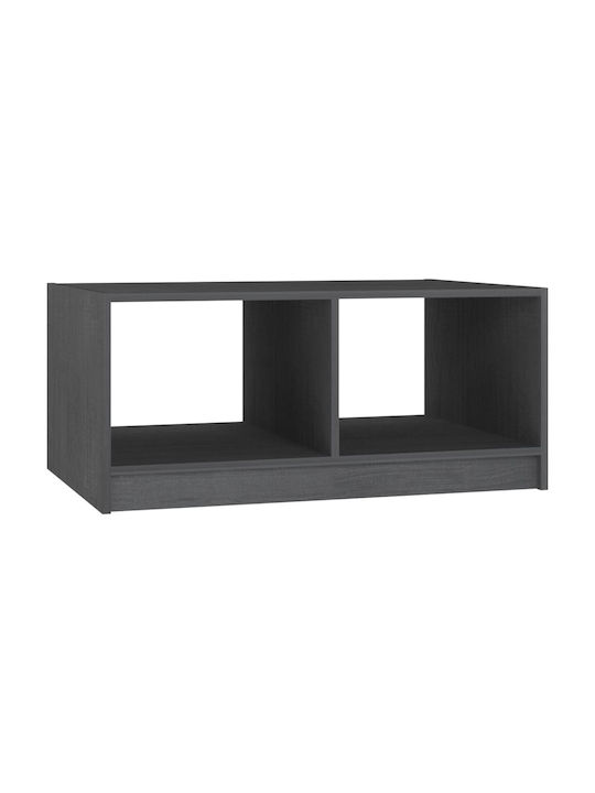 Rectangular Solid Wood Coffee Table Γκρι L75xW50xH33.5cm