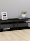 Stand TV Din Metal Și Sticlă Negru L140xA40xÎ40,5cm