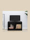 TV Stand from Solid Wood Black Velvet-Black Metal L70xW33xH42cm