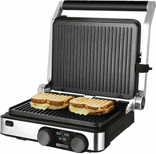 Cecotec Rock’n Grill Dual Επιτραπέζια Ηλεκτρική Ψησταριά Αυλακωτής Πλάκας 2000W με Καπάκι και Ρυθμιζόμενο Θερμοστάτη