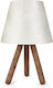 Megapap Lander Wooden Table Lamp for Socket E27 with White Shade and Brown Base
