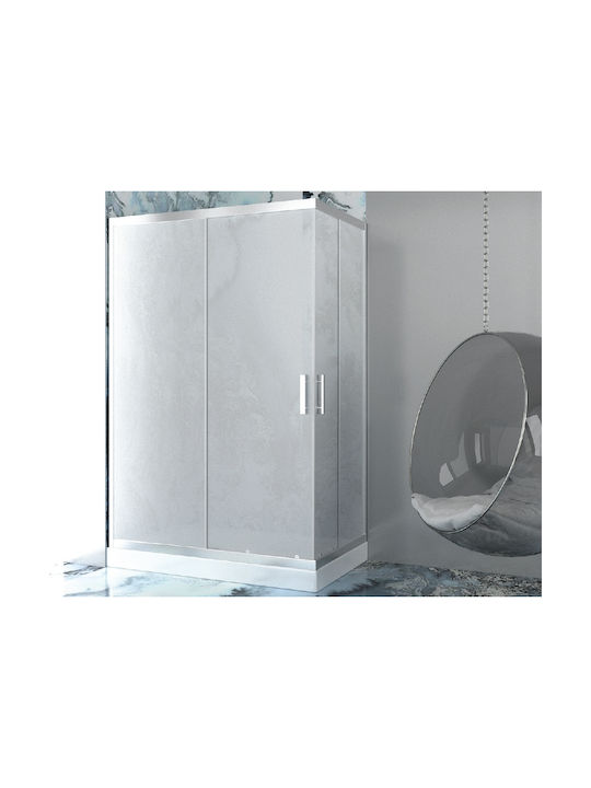 Orabella Stardust Easy Fix Kabine für Dusche mit Schieben Tür 80x150x190cm Stoff Chrom