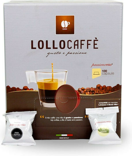 Lollo Caffe Capsule Espresso PassioneMio Oro PassioneMio Oro Compatibile cu Mașini LavAzza A Modo Mio 100 capsule