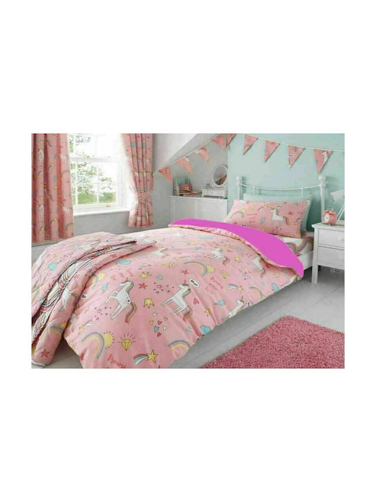 Kids Duvet Single Unicorns Pink 160x240cm