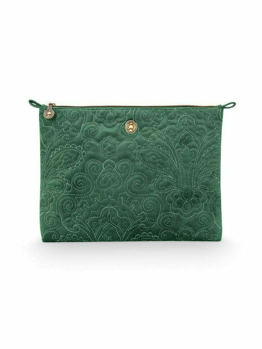 Women's Toiletry Bag Flat Pouch in Green Color 19.5cm