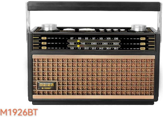 Meier M1926BT Retro Portable Radio Rechargeable with Bluetooth and USB Black Gold