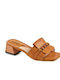 Mules with Chunky Low Heel Camel