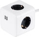 GloboStar PowerCube Ασφαλείας 4 Θέσεων με 2 USB και Καλώδιο 1.5m Γκρι