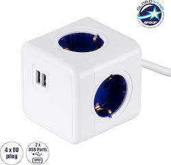 GloboStar PowerCube 4 Θέσεων με Καλώδιο 1.5m GloboStar PowerCube 4 Θέσεων με Καλώδιο 1.5m