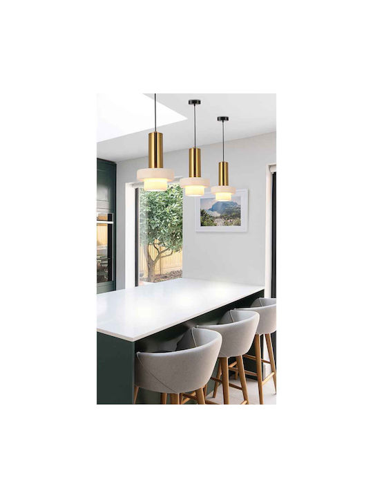 Viokef Marble Ρυθμιζόμενο Κρεμαστό Φωτιστικό Χρυσό Ράγα με Ντουί E27 15x140εκ.