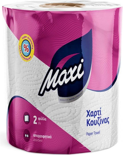 Maxi Super Economy Χαρτί Κουζίνας Ρολό 2 Φύλλων 12 Συσκευασίες (300gr/Ρολό)
