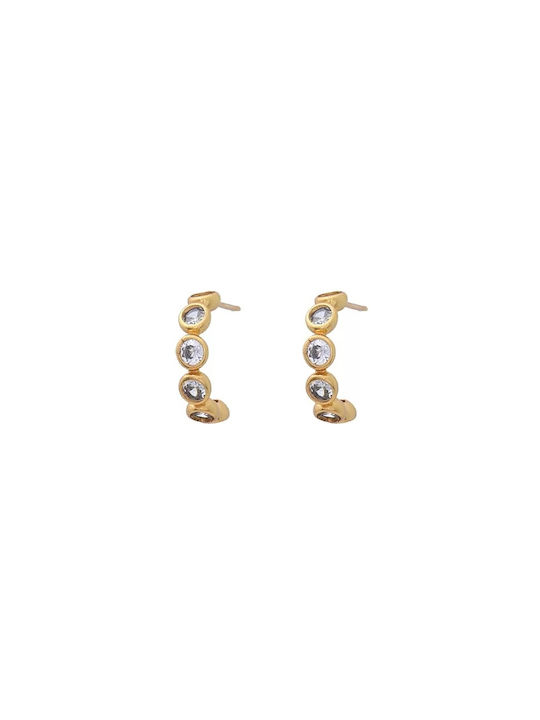 Σκουλαρίκια Hoop με ζιργκόν Cactus Jewelry 10-1196 WATER CLARA G Επιχρυσωμένος ορείχαλκος