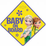 AMiO Σήμα Baby on Board με Βεντούζα Frozen Κίτρινο EPBB02