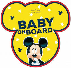 Einparts Baby on Board with Suction Cup Mickey Κίτρινο