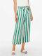 Only Women's High-waisted Linen Trousers in Regular Fit Striped Green