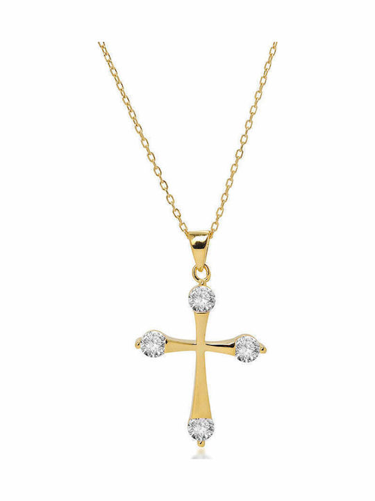 Jools Damen Kreuz aus Vergoldetem Silber mit Kette