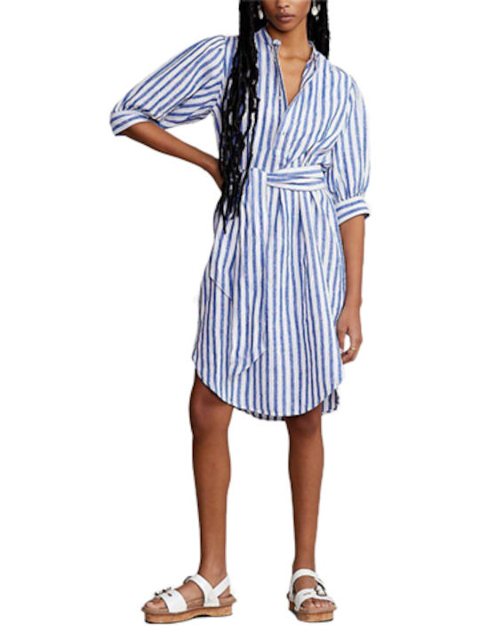 Ralph Lauren Mini Καλοκαιρινό All Day Φόρεμα με Μανίκι 3/4 Γαλάζιο