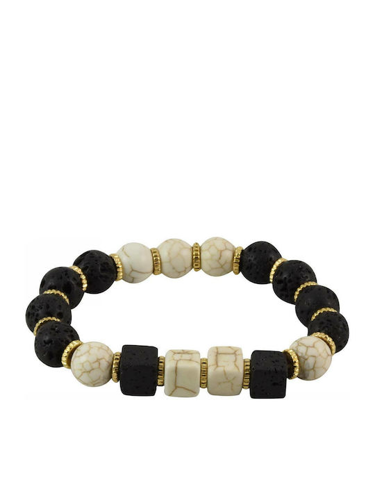 Bracelet Gold Plated with Lava Stones