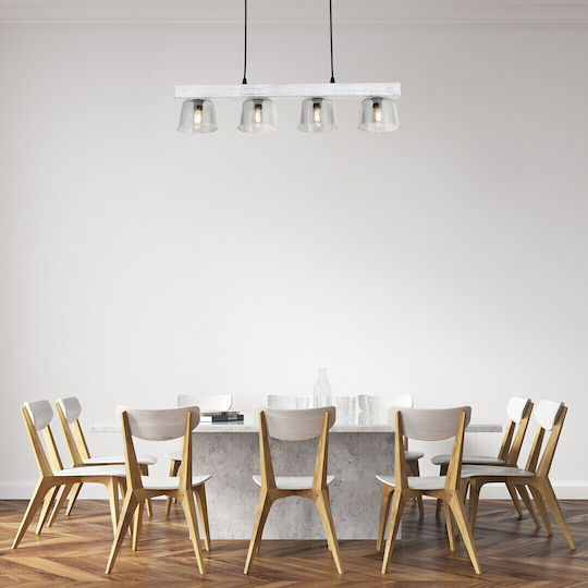 Rabalux Cardamon Pendant Light White Rail for 4 Bulbs E14, E.14 68cm
