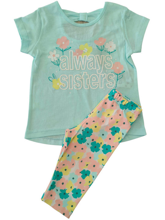 Kinder-Set mit Leggings Sommer 2Stück Türkis