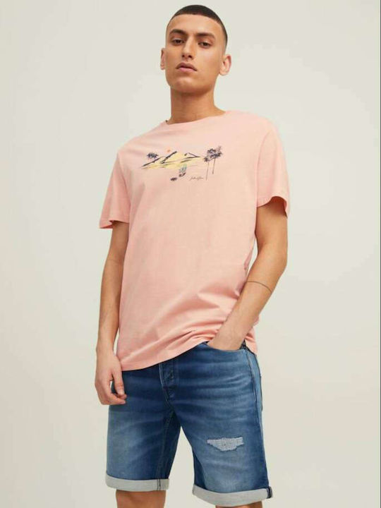 Jack & Jones T-shirt Bărbătesc cu Mânecă Scurtă Coral