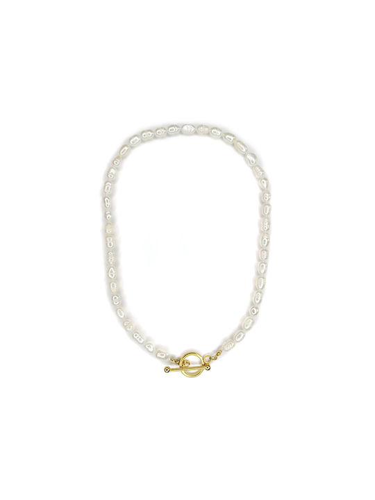 Kostibas Fashion Halskette aus Vergoldet Stahl mit Perlen