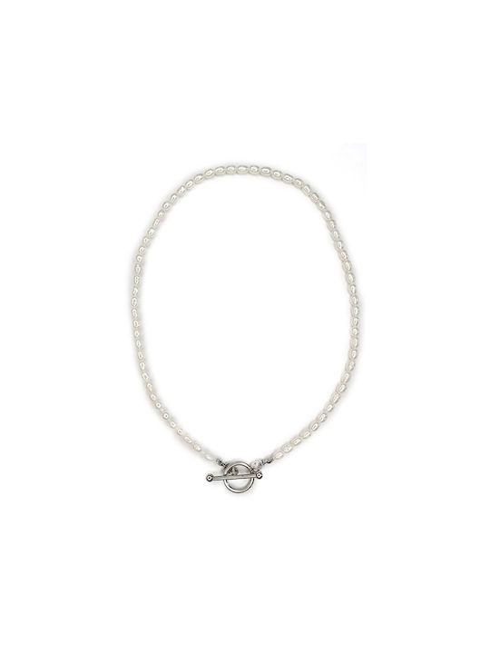 Kostibas Fashion Necklace from Steel with Pearls