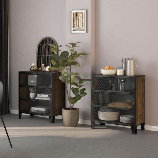 Living Room Display Cabinet Made of Wood and Metal Brown 72x36x82cm