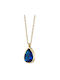 Oxzen Necklace with design Tear from Gold Plated Steel with Zircon