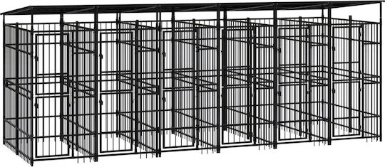 vidaXL Metallisches Hundepark 583x200x228cm Schwarz