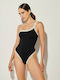 Lida 9- One-Piece Swimsuit with One Shoulder Black