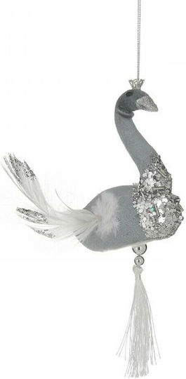 Inart Christmas Fabric Figure Swan Silver Height 22cm 6pcs