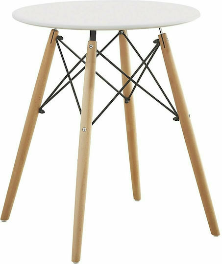 Raptor Round Kitchen Table Wooden Natural White 60x60x70cm