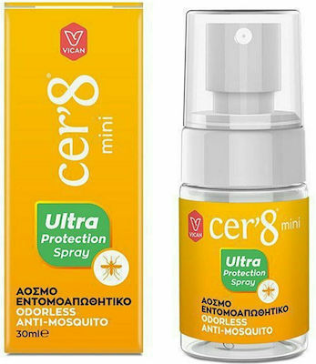 Vican Cer’8 Ultra Protection Inodorous Insektenabwehrmittel Lotion in Spray Geeignet für Kinder 30ml