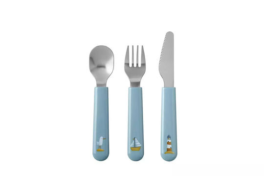Little Dutch Baby Cutlery Set Sailors Bay made of Plastic for 9+ months Blue 3pcs