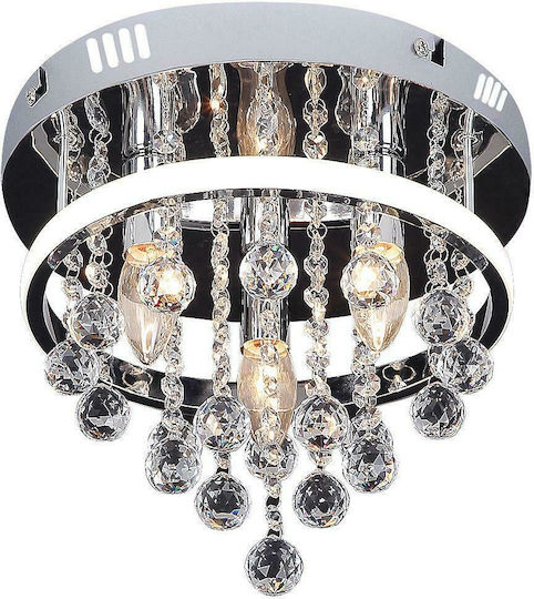 Rabalux Pallas Ceiling Mount Light 30cm Silver with Socket E14 with Crystals