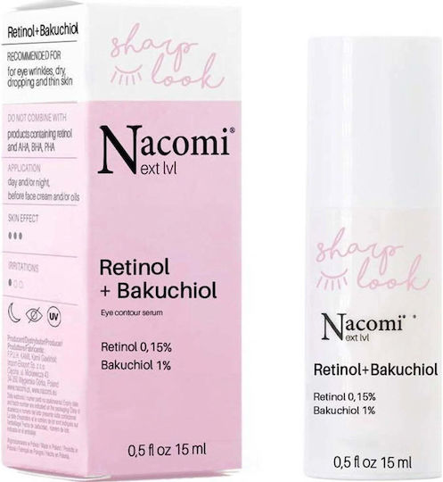 Nacomi Sharp Look Ser Anti-Rid Anti-Îmbătrânire Pentru Ochi cu Bakuchiol și Retinol 15ml