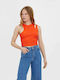 Vero Moda Women's Summer Crop Top Sleeveless Orange