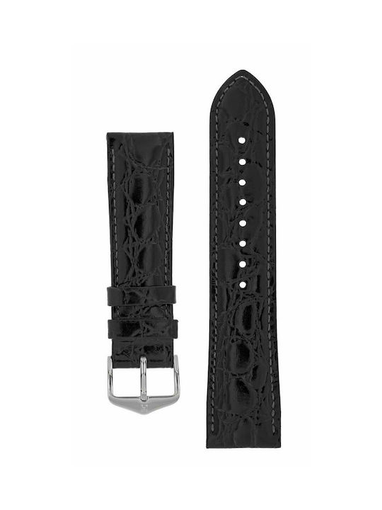 Hirsch Crocograin Leather Strap Black 20mm