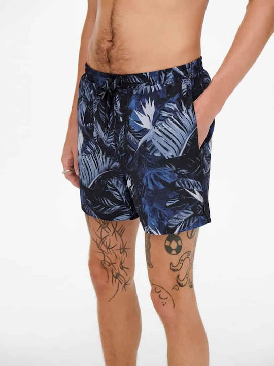 Only & Sons Men's Swimwear Shorts Navy Blue Floral