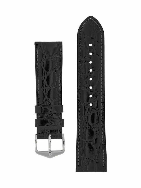 Hirsch Crocograin Leather Strap Black 18mm