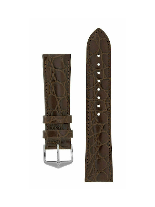 Hirsch Crocograin Leather Strap Brown 18mm