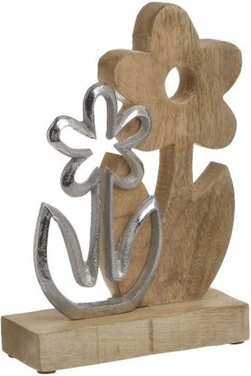 Inart Decorativ Floare din Lemn Natural/Silver 16x6x23cm 1buc