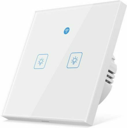 Recessed Touch Wall Switch Wi-Fi Lighting Two-Way with Frame White