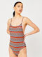 Superdry Flash Vintage Surf One-Piece Swimsuit with Open Back Red